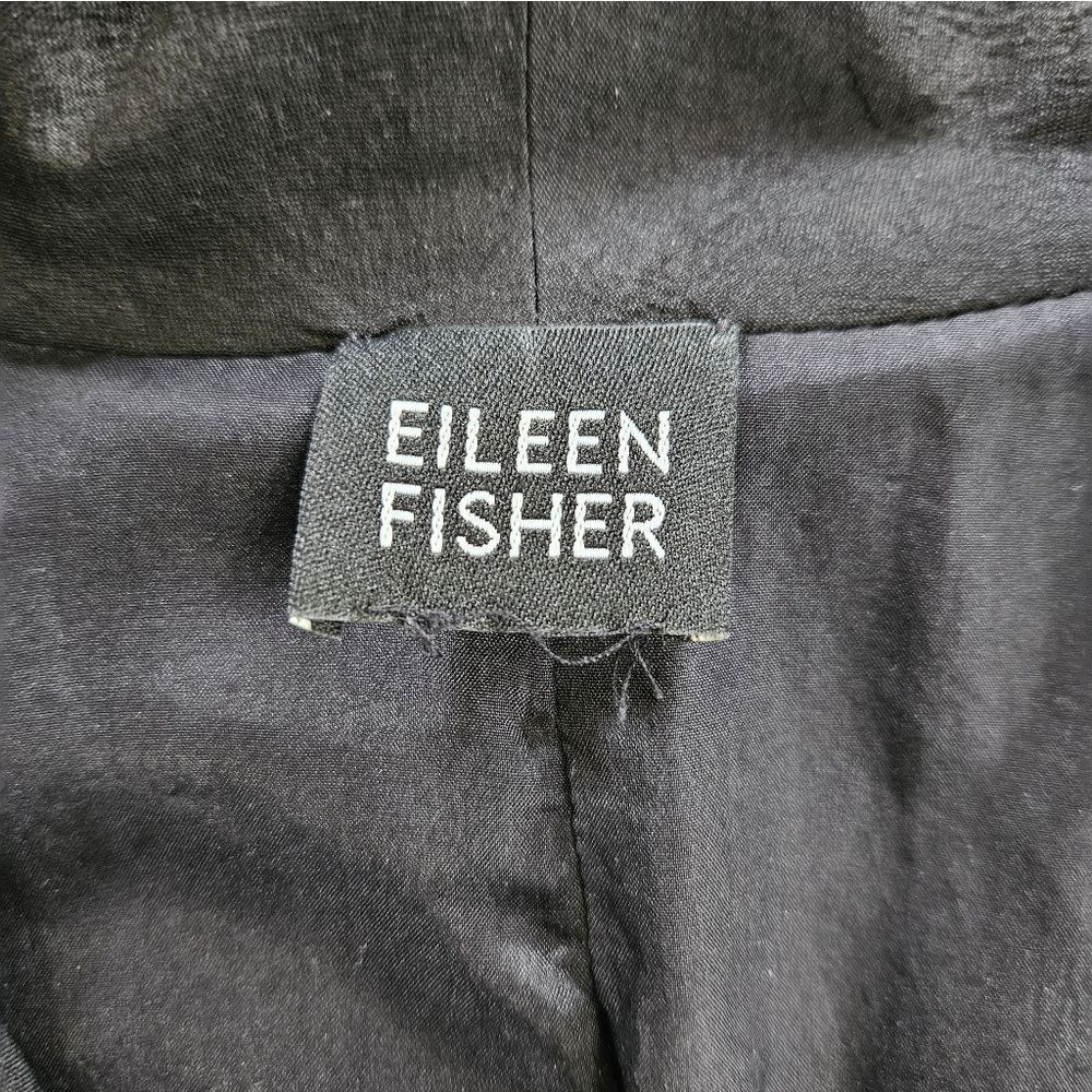 Eileen Fisher 100% Silk Textured Minimalist High Collar Dress Blazer Jacket L - Picture 6 of 8
